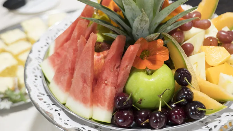 A close-up of a fruit platter.