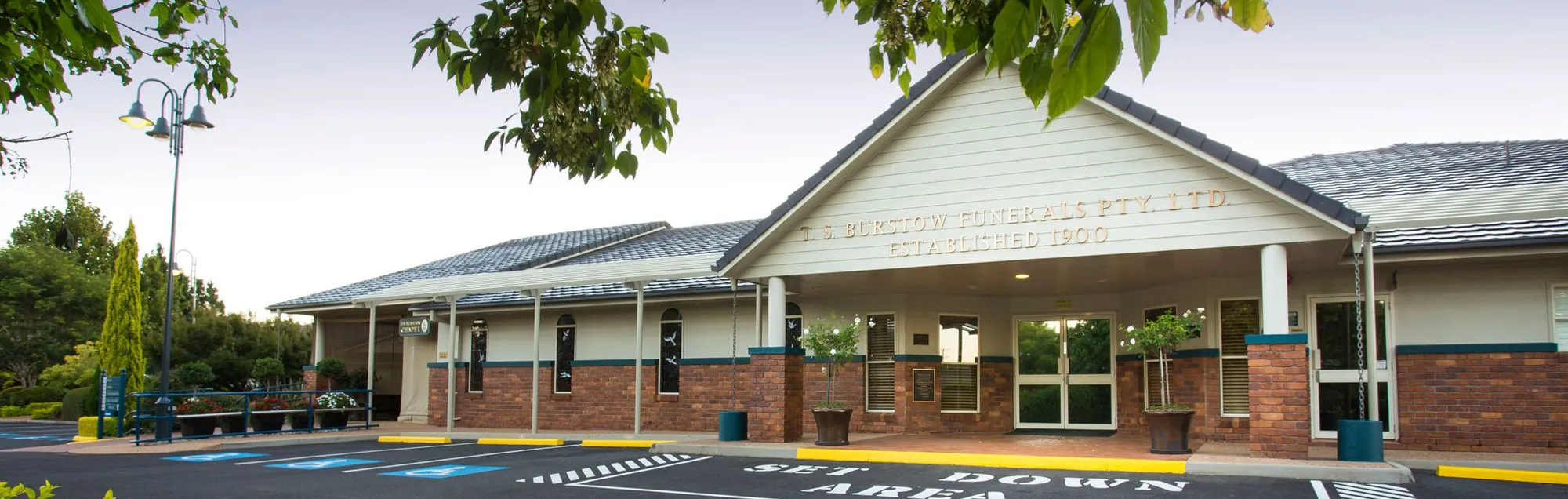 The entrance of the TS Burstow Funeral Home, established 1900.